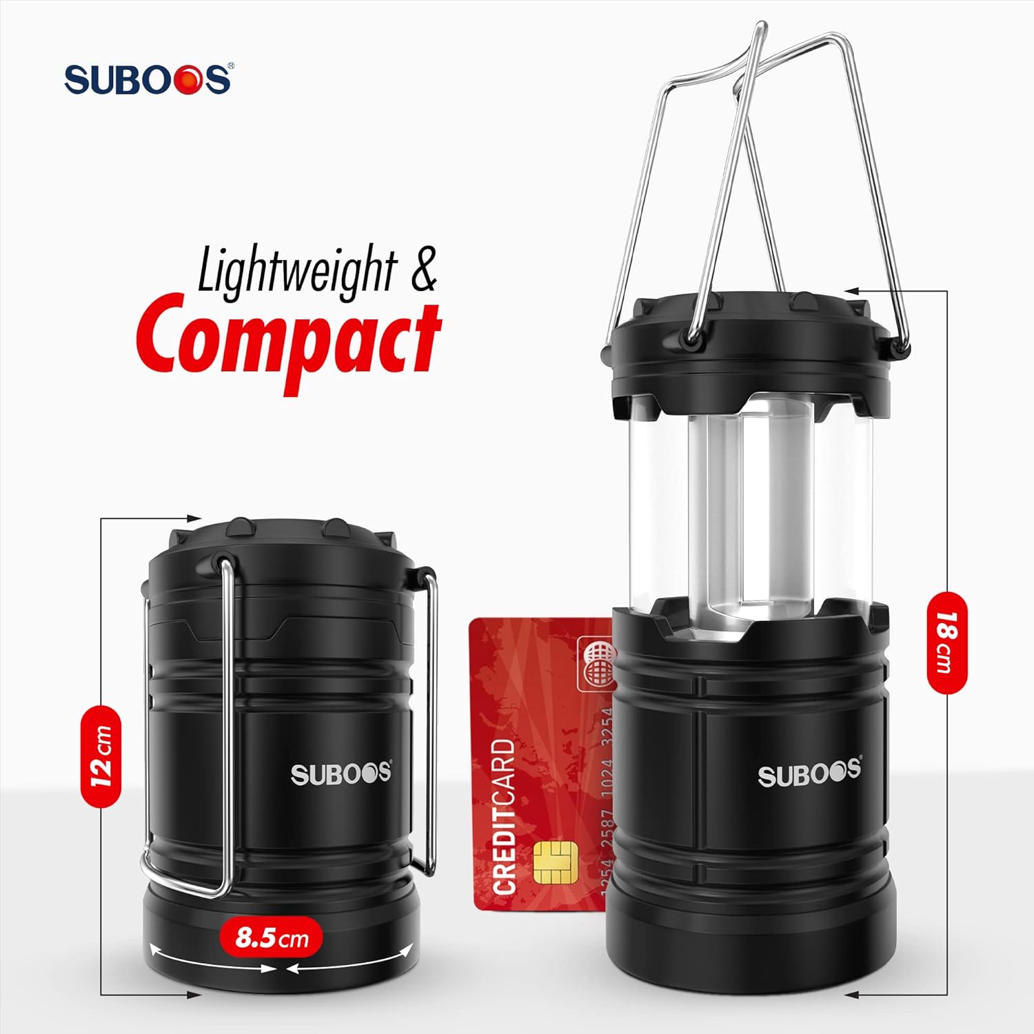 Detalle de SUBOOS Rechargeable Camping Lanterns: Solar & Battery Powered Light with Magnetic Base