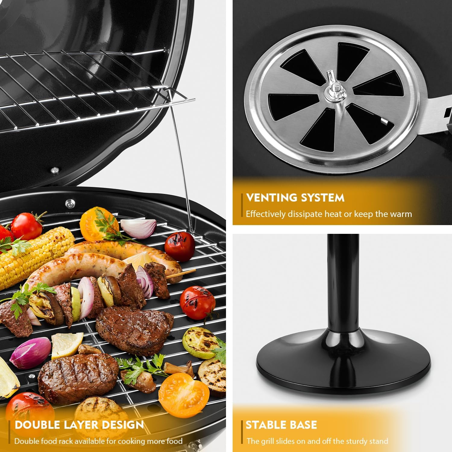 Detalle de Techwood Electric Grill 1600W Portable Indoor/Outdoor BBQ Grill with Removable Stand