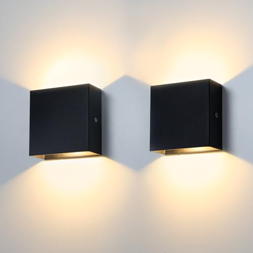 Detalle de KYOTECH aplique de pared LED IP65 12W (2 uds), luz blanco cálido 3000K, exterior e interior