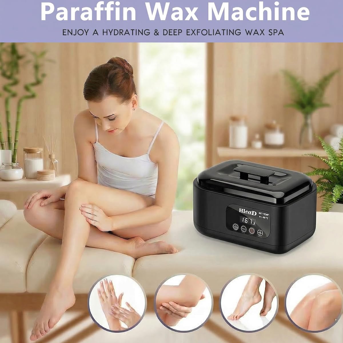 Detalle de HLead Touchscreen Paraffin Wax Bath for Hands and Feet, 2 lb Wax Capacity