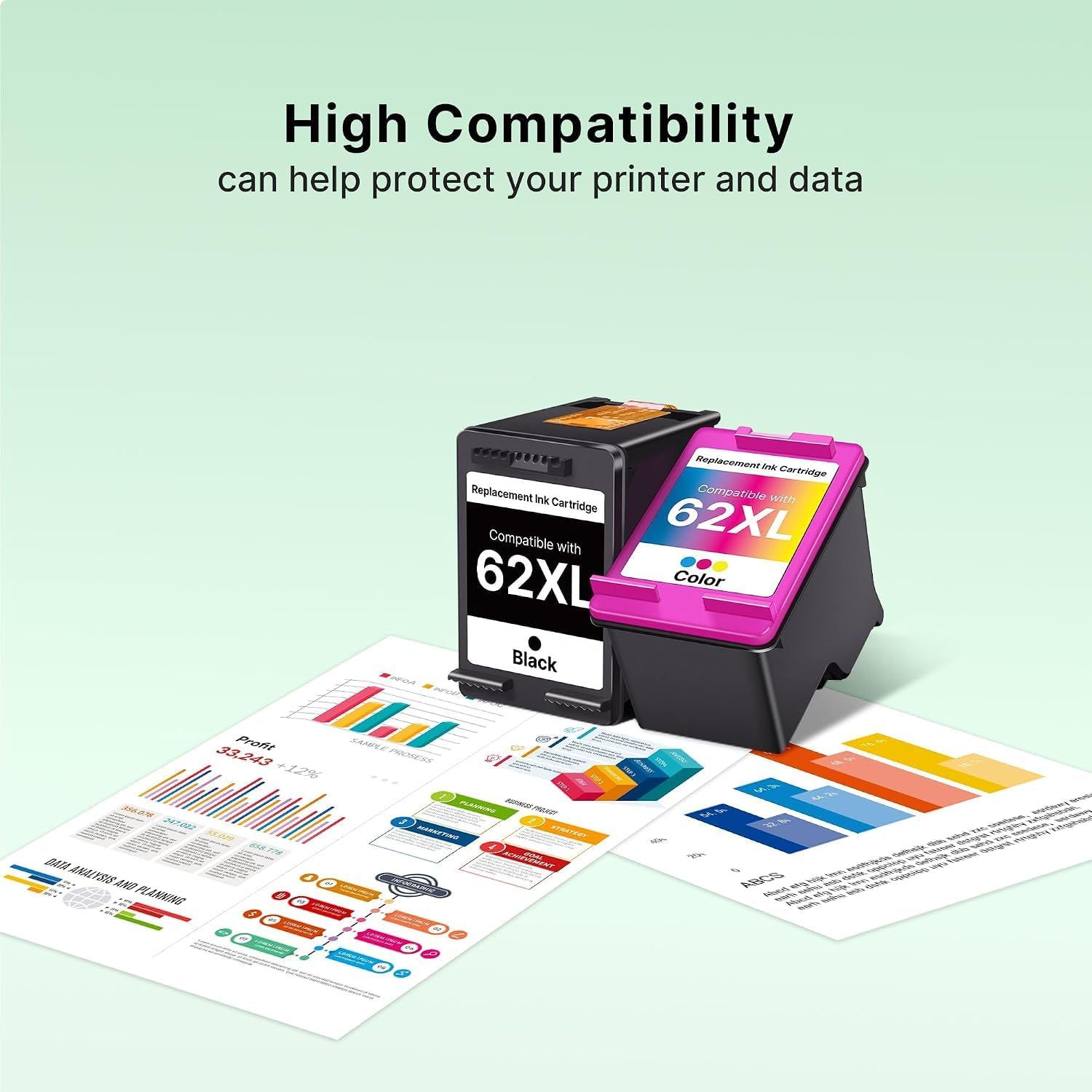 Thumbnail 6 de WISETA Wiseta 62XL Compatible Ink Cartridge Combo, Black and Tri-Colour