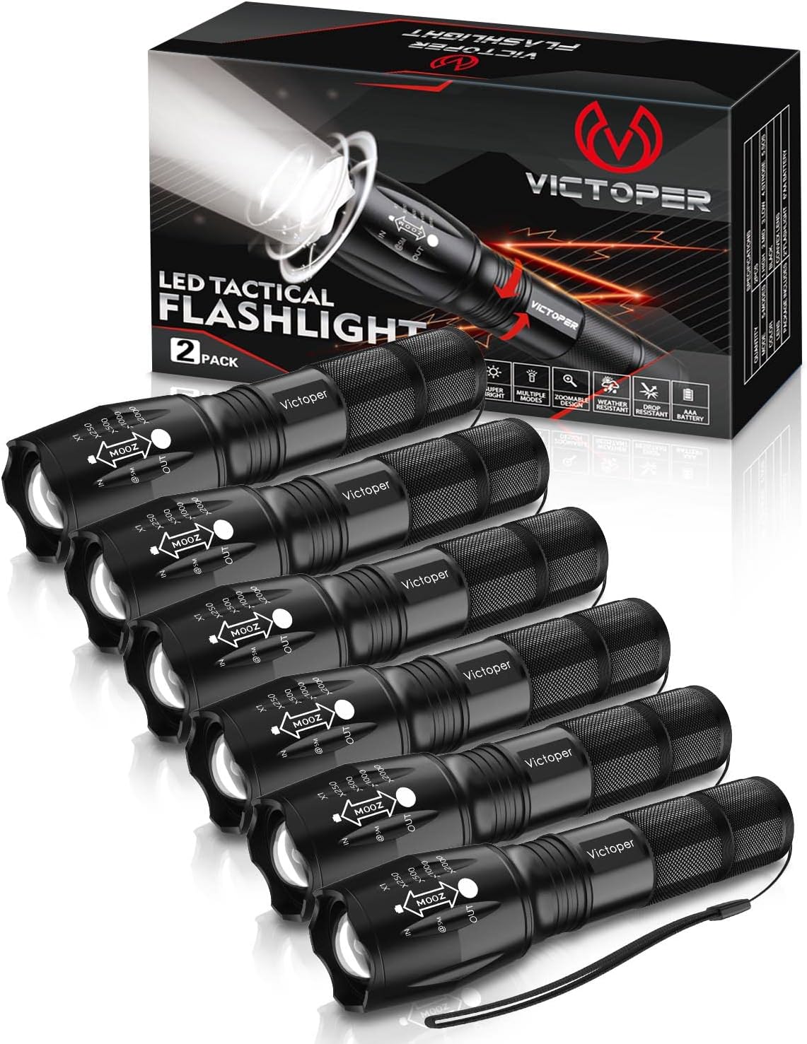 Thumbnail 6 de Victoper LED Flashlight 2 Pack: Bright, Tactical, and Versatile for Outdoors