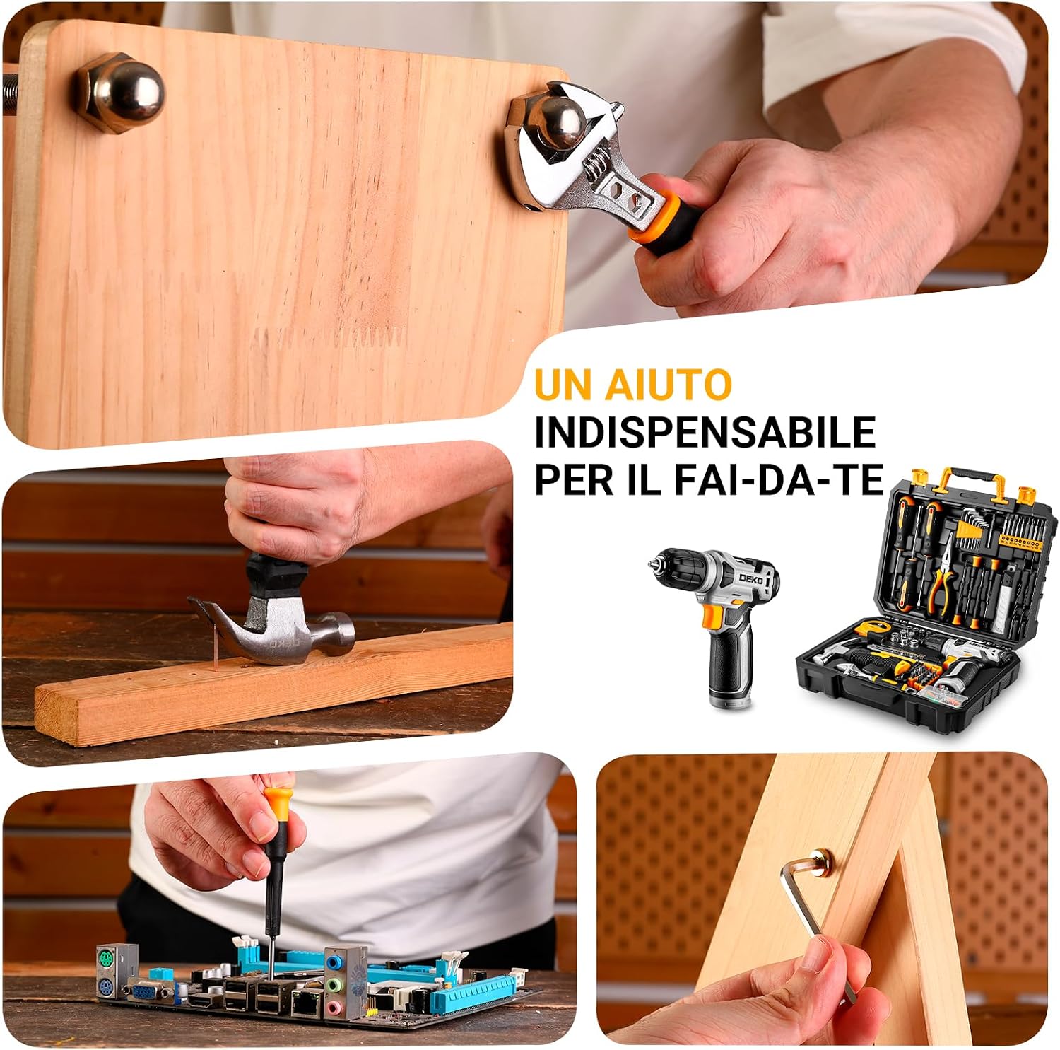 Thumbnail 2 de DEKO Cassetta Attrezzi Completa con Trapano Avvitatore 8V: Set da 126 pezzi in valigetta robusta