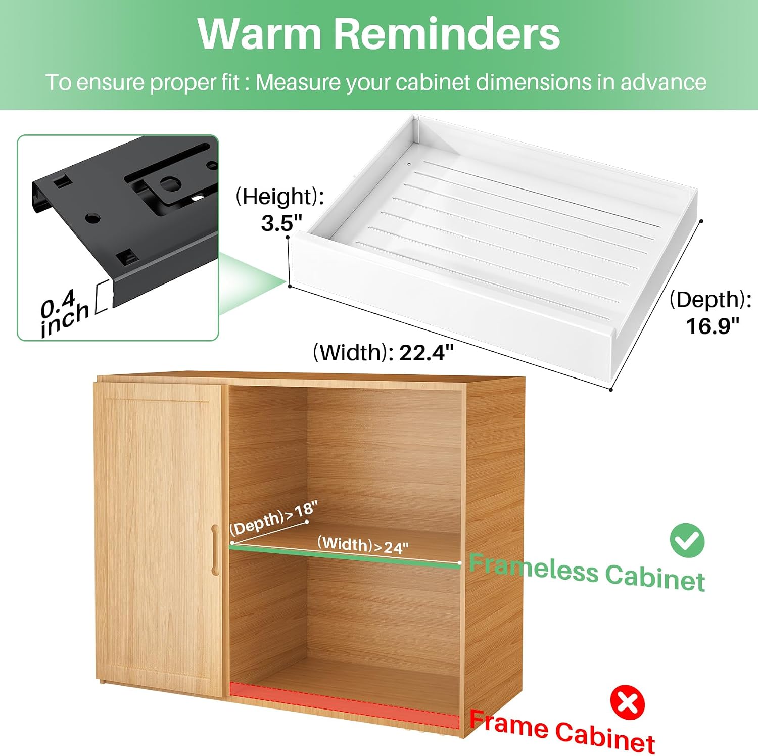 Thumbnail 1 de Pull Out Cabinet Organizer with Nano Adhesive — Heavy-Duty Full-Extension Drawer for Frameless Cabinets