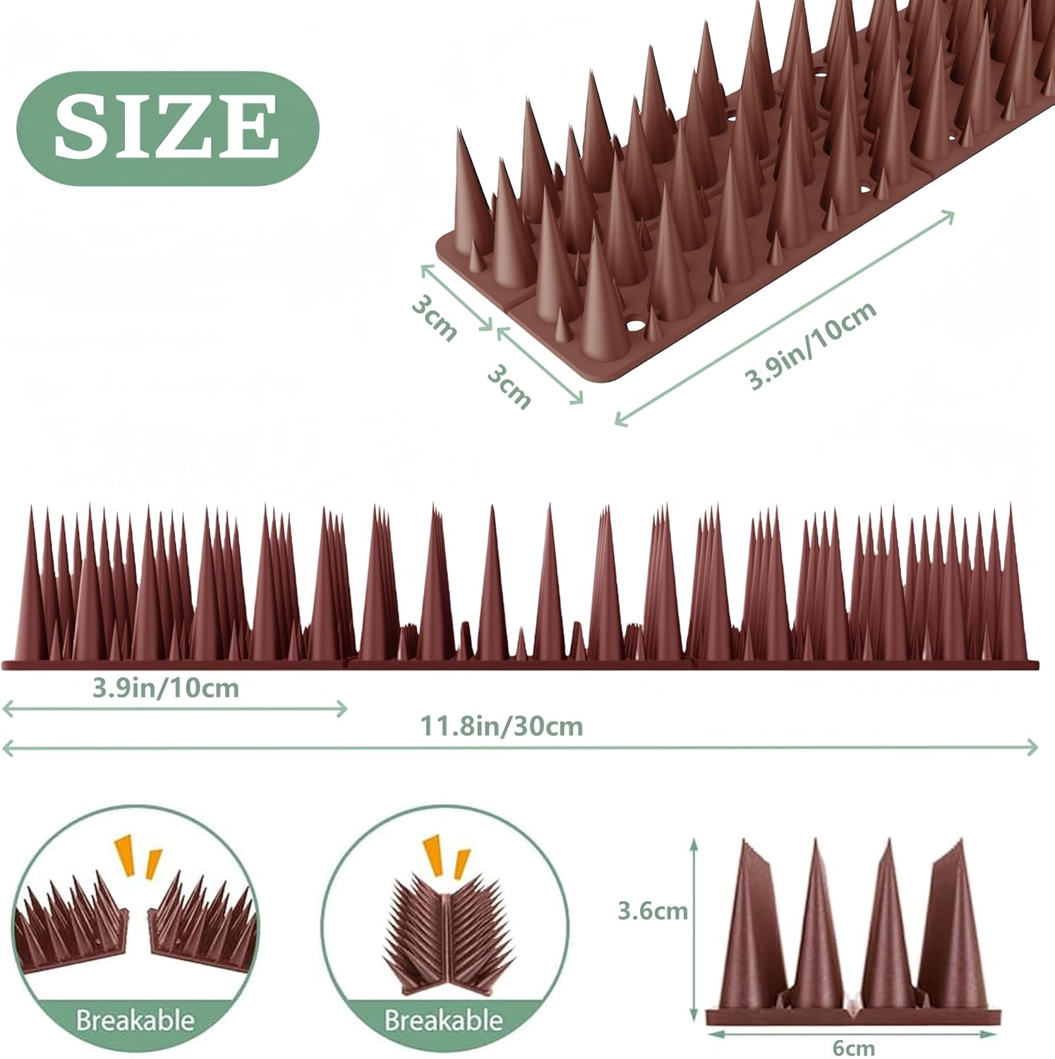 Thumbnail 1 de Apluskis Upgraded Pigeon Spikes – 10 Pack, 3–6m Coverage, Brown