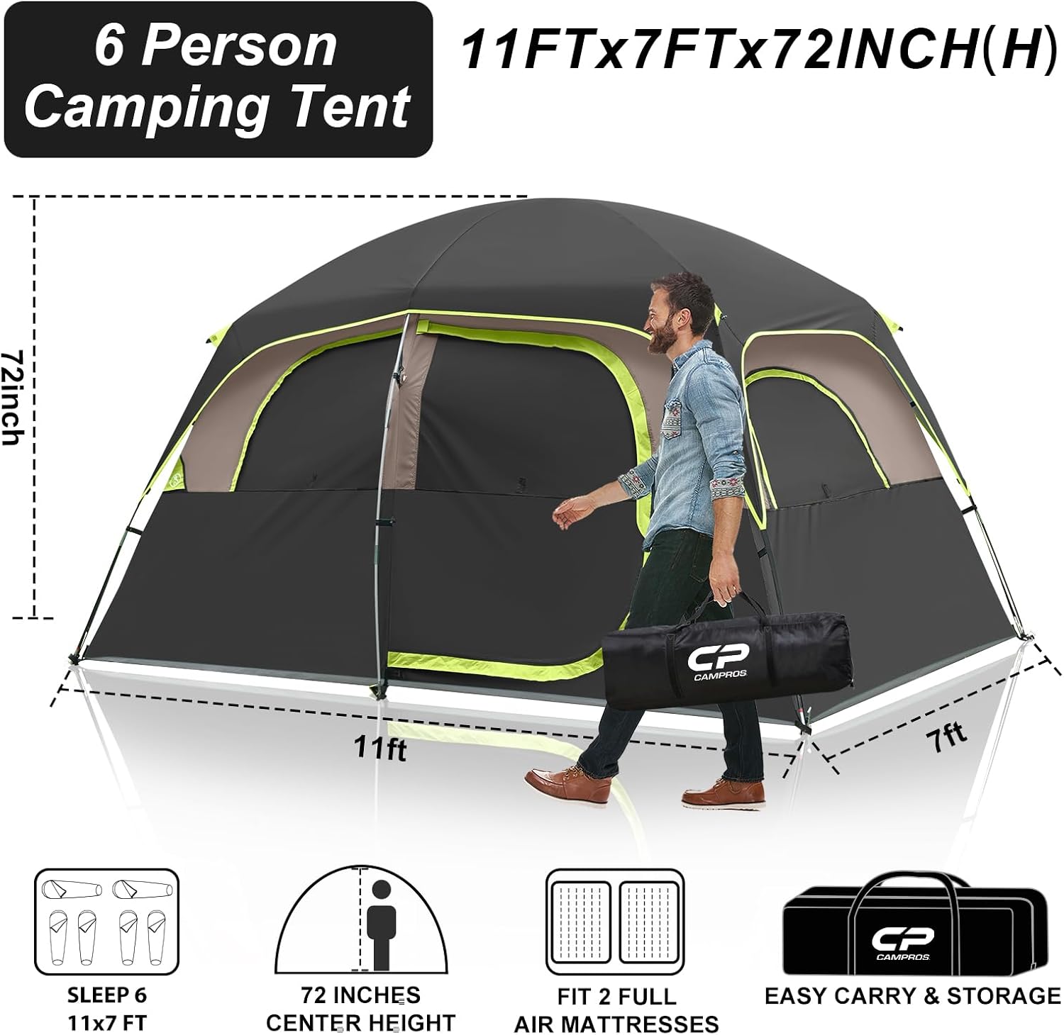 Detalle de CAMPROS Camping Tent, 6/8-Person