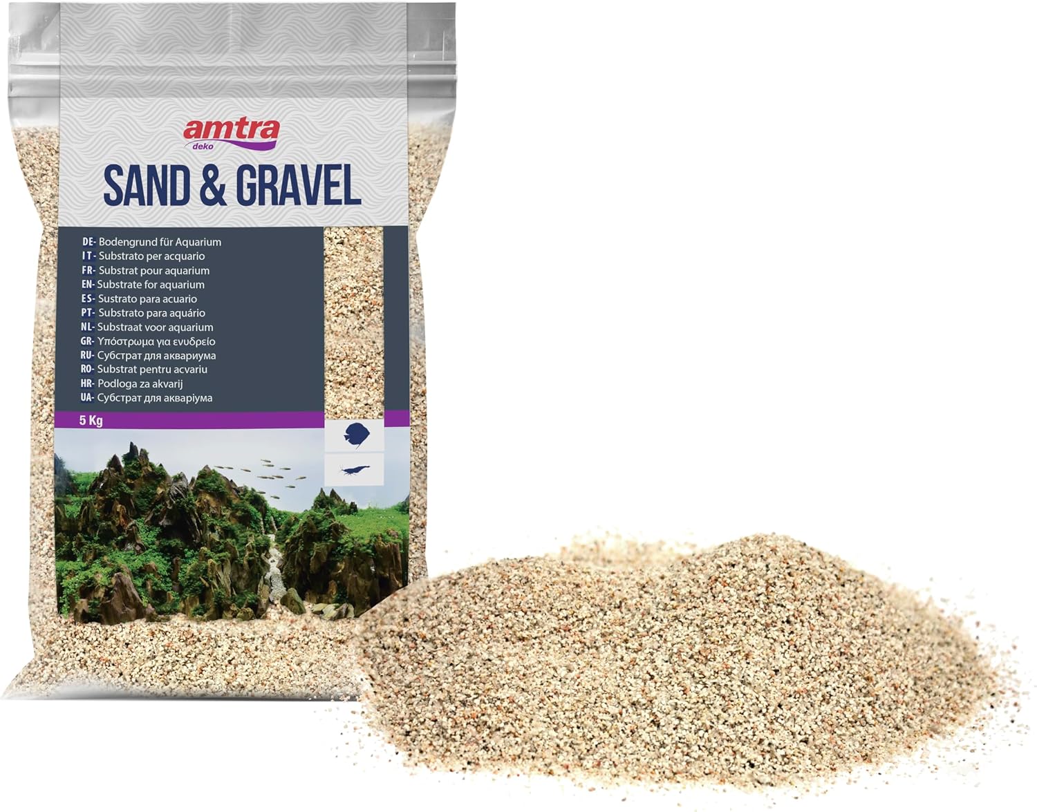 Detalle de Amtra Biały Kwarc – biały piasek kwarcowy do akwarium, 5 kg