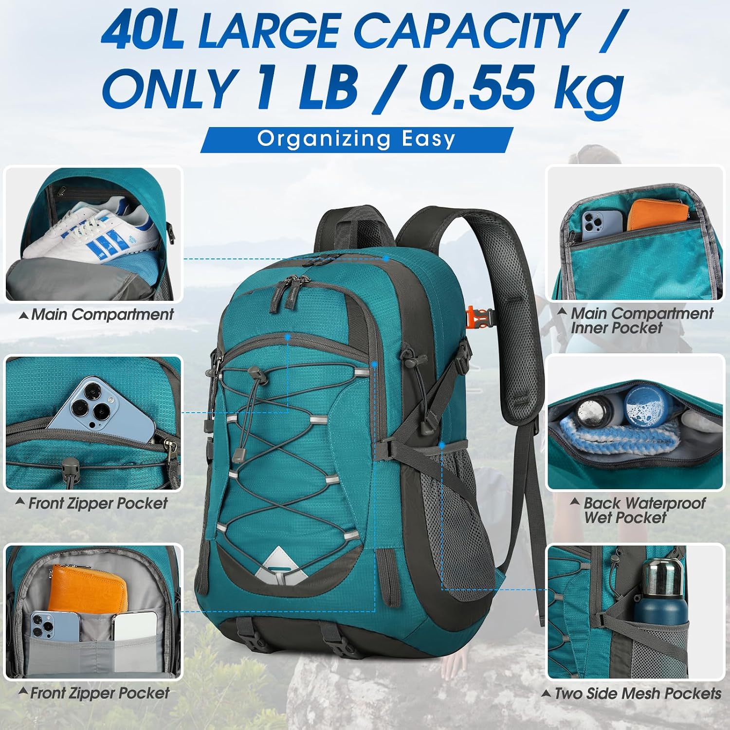 Thumbnail 1 de IGOLUMON 40L Wanderrucksack – wasserdicht, faltbar, leicht und vielseitig