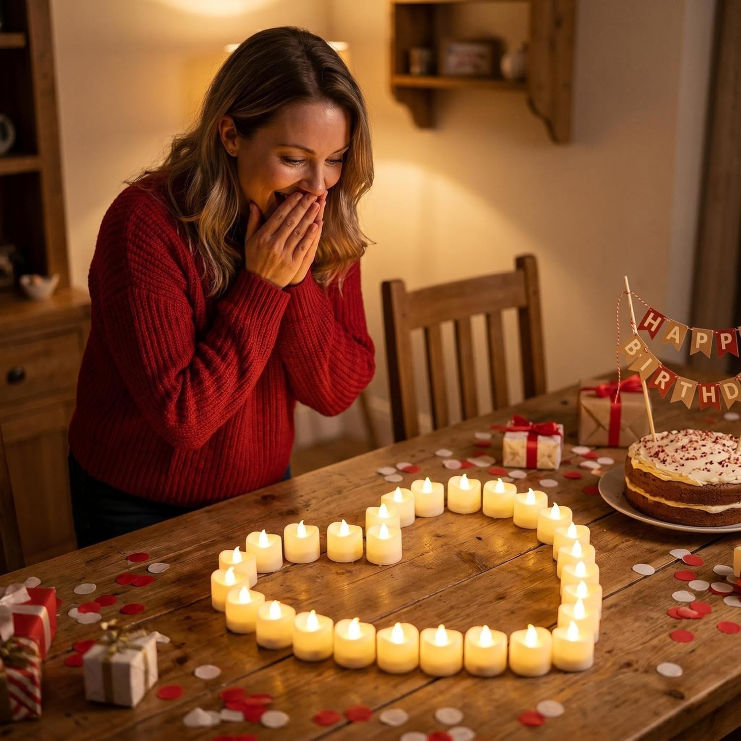 Detalle de 24 Bougies LED Thé avec Pilotage et Batteries CR2032 – Sans Flamme, Set Déco 24 pièces