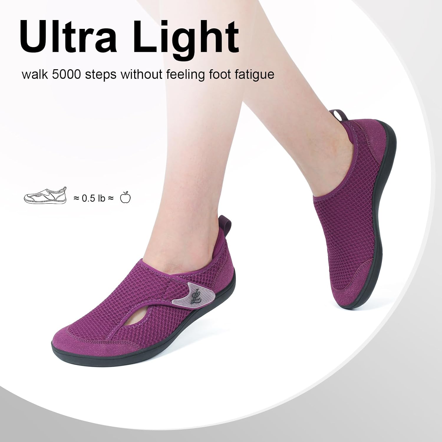 Detalle de JOINFREE Women’s Wide Fit Barefoot Walking Shoes with Adjustable Strap – Zero Drop Comfort Trainers