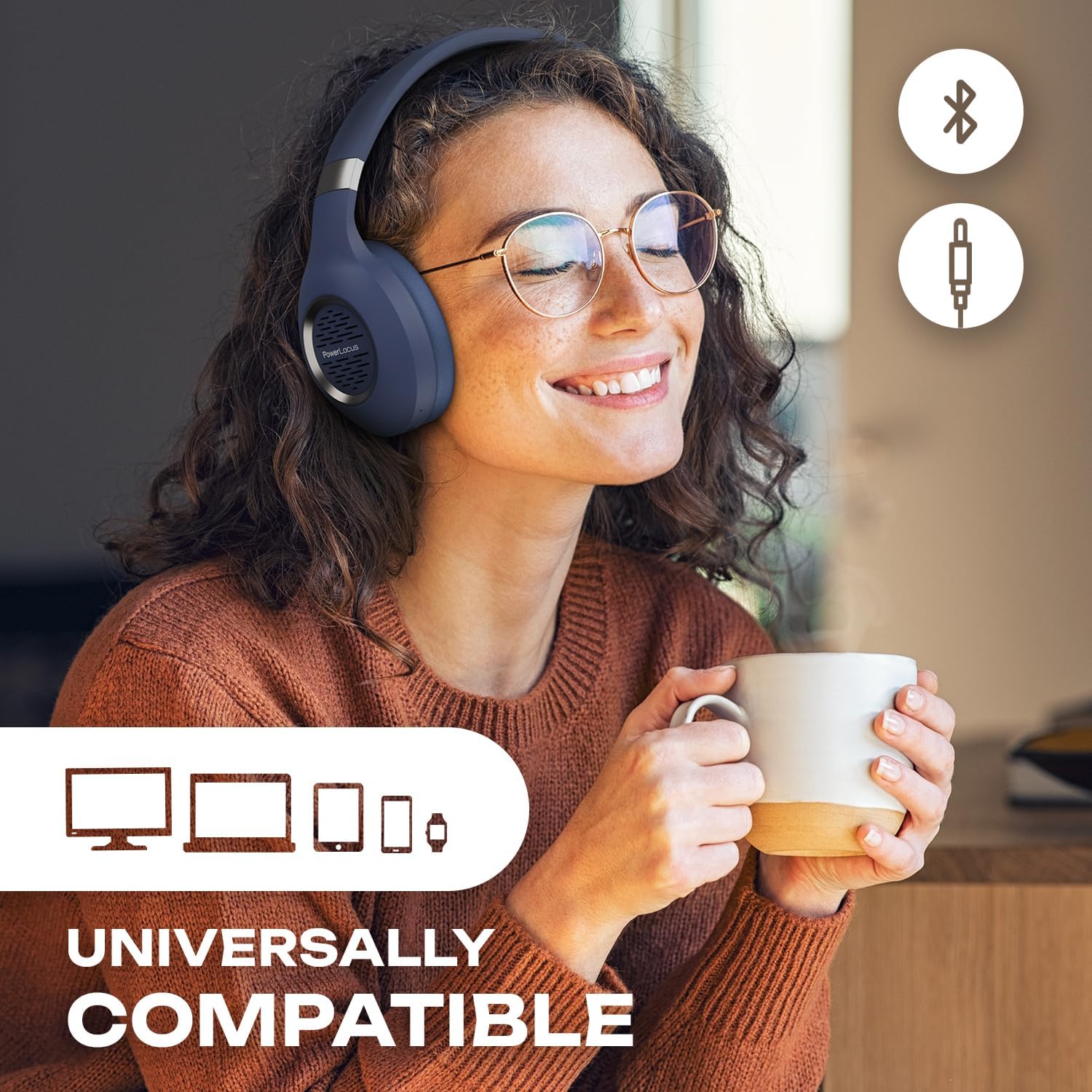 Thumbnail 5 de PowerLocus Bluetooth Headphones Over-Ear with 30h Battery, Hi-Fi Deep Bass, and Foldable Design