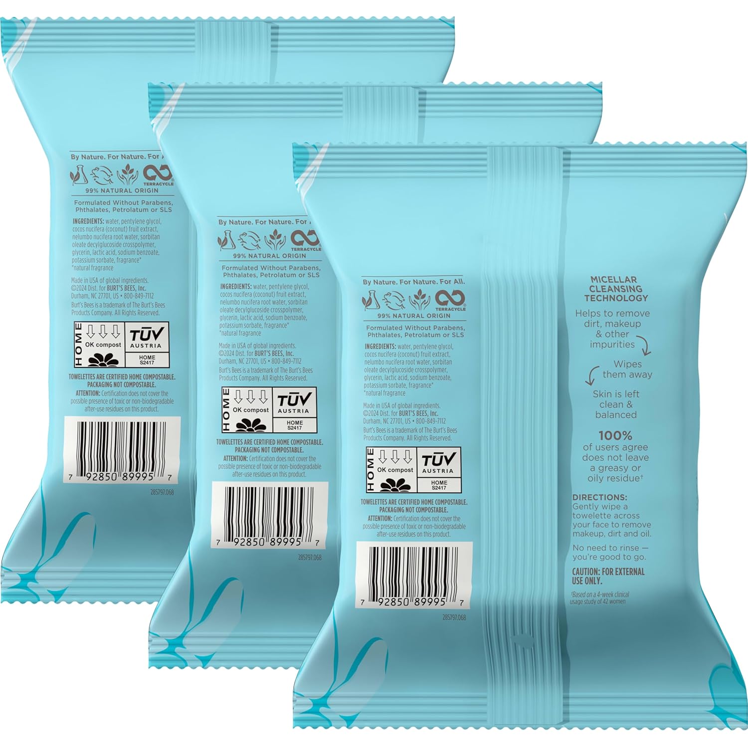 Thumbnail 4 de Burt's Bees Coconut & Lotus Face Wipes 30 Ct.