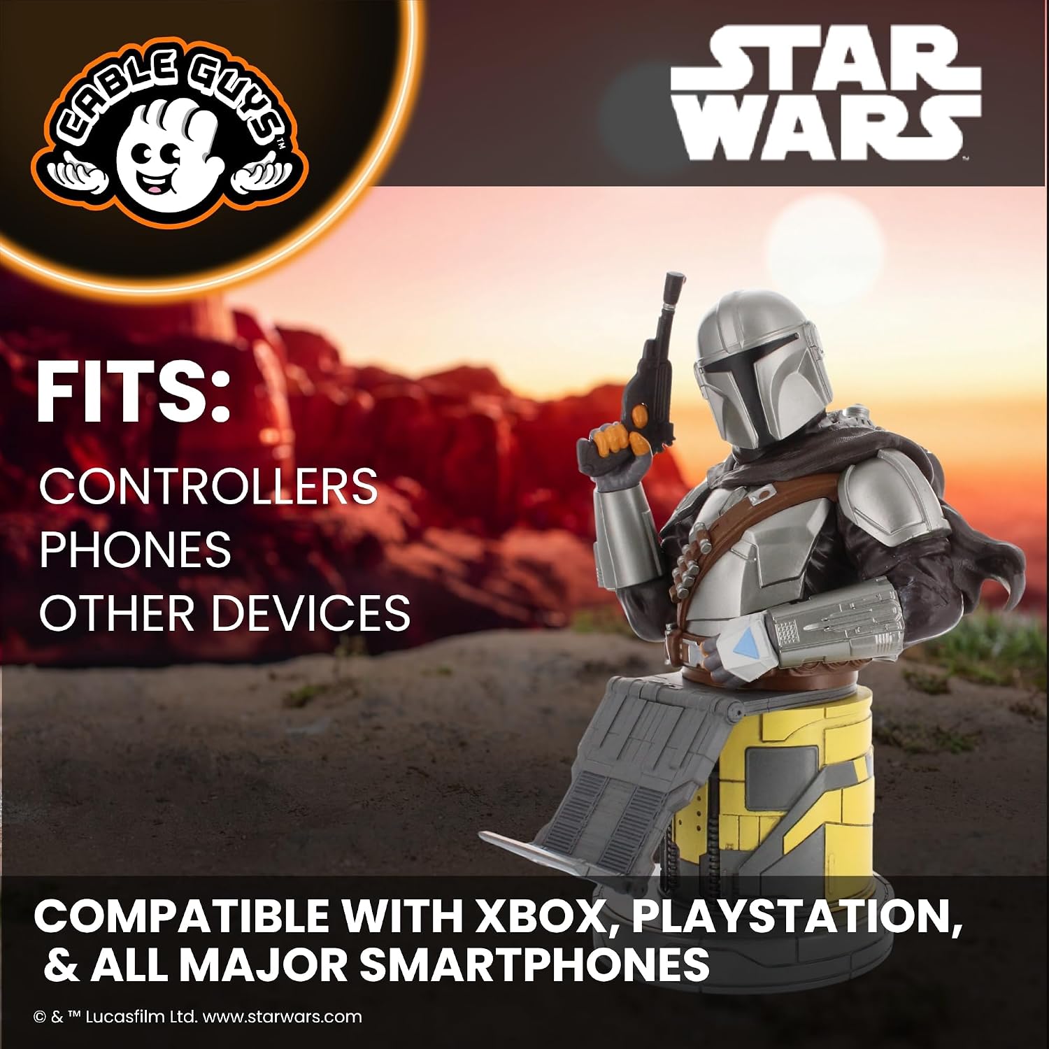 Detalle de Cableguys Mandalorian Bounty Hunter コントローラーホルダー兼スマートフォンスタンド
