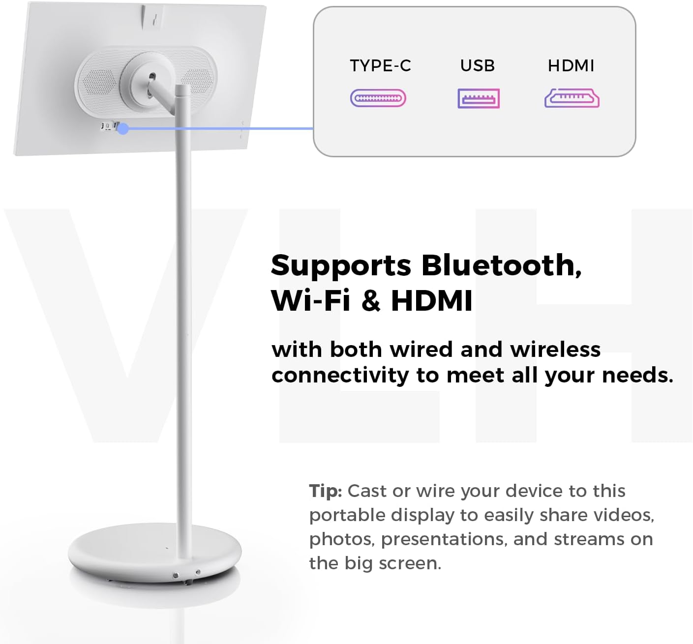 Thumbnail 4 de VLH 27" FHD Touch Screen Rolling TV: Portable Android TV with 13MP Camera and All‑Day Battery