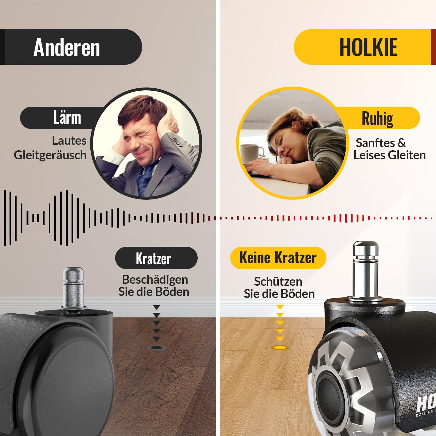 Detalle 2 de HOLKIE Bürostuhl Rollen 11 mm