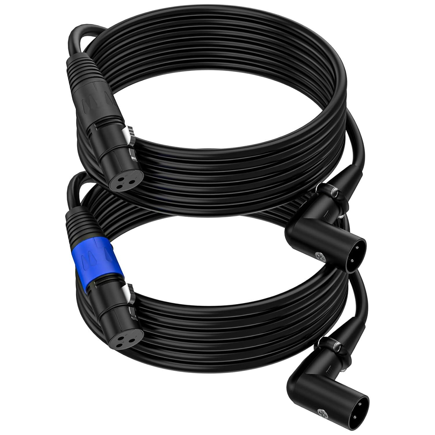 Detalle de LanSenSu RM Right-Angle XLR Cable, 10-Foot 3-Pin Balanced Cord, 2-Pack