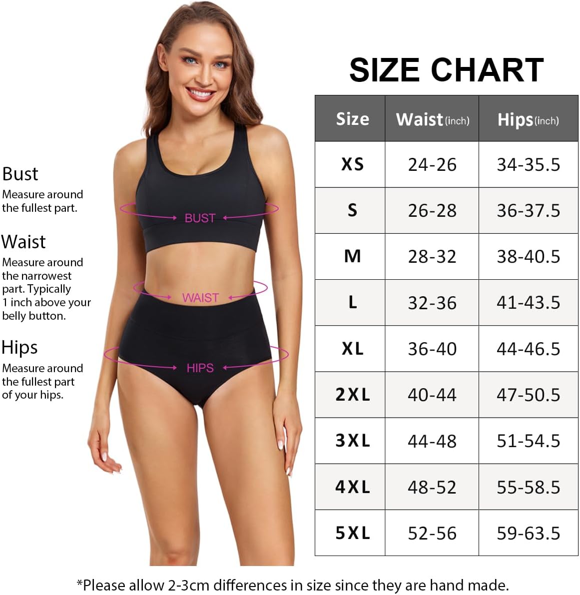 Detalle 2 de wirarpa Damen Unterhosen aus Baumwolle (5er-Pack) – High-Waist Taillenslip mit weichem, rutschfestem Bund