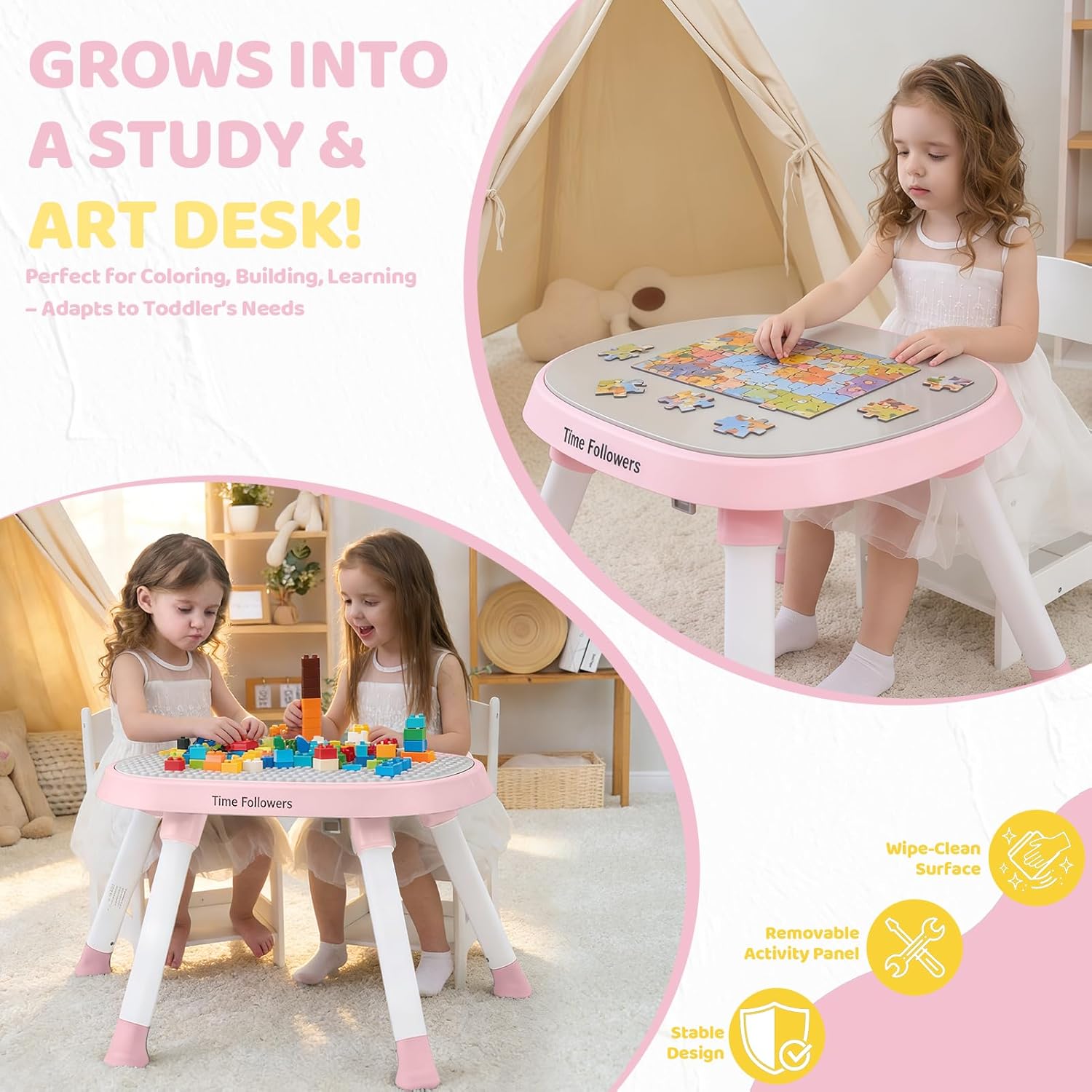 Detalle de Time Followers 6-in-1 Baby Activity Center: 6 Stages of Growth in One Pink Center