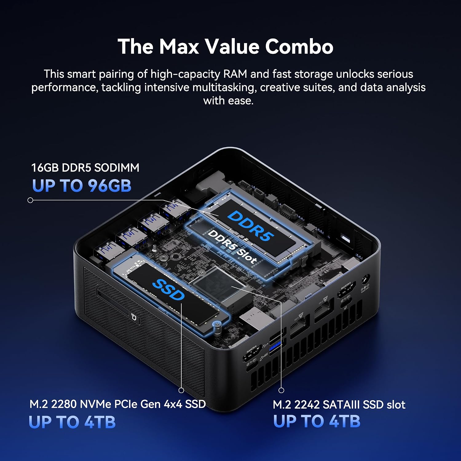 Detalle de GEEKOM IT13MAX Mini PC (Intel Core U9-185H, Windows 11 Pro) – 16GB RAM / 1TB SSD, WiFi 7, Dual LAN
