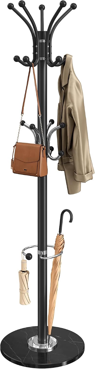 Thumbnail 6 de SONGMICS ALAN RCR091WC01 Coat Rack with 18 Hooks, Umbrella Stand and Marble Base
