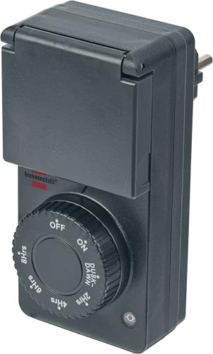 Detalle de Brennenstuhl Zeitschaltuhr mit Dämmerungssensor DDT IP44 – 6 Programme, robust für den Außenbereich