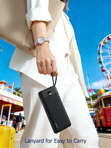Detalle 2 de VRURC T1116 10,000mAh Portable Charger with Built-In Cables and LED Display
