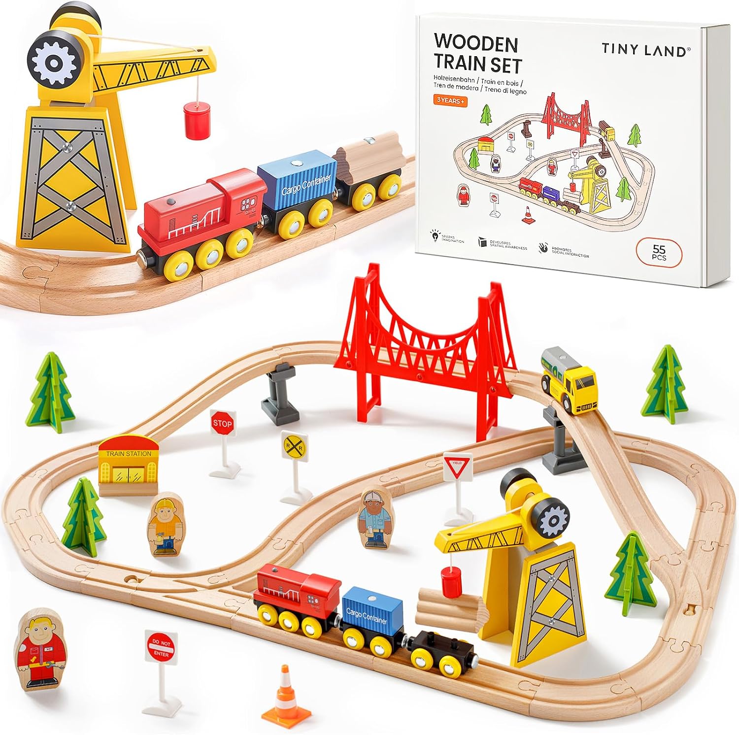 Detalle de Tiny Land 55 pezzi set treni 🚂