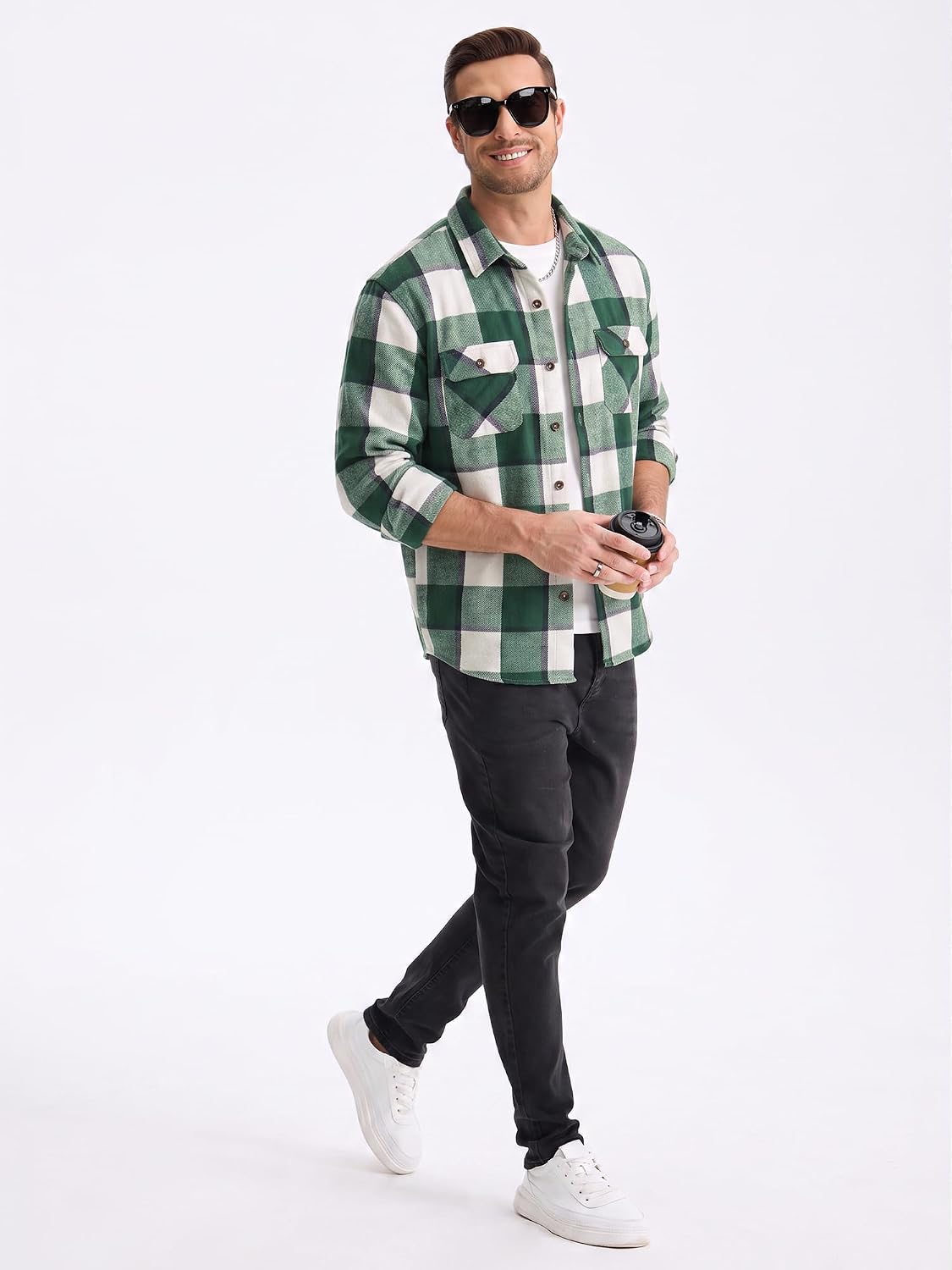 Thumbnail 6 de Comdecevis Men's Flannel Shirt Jacket, Cotton