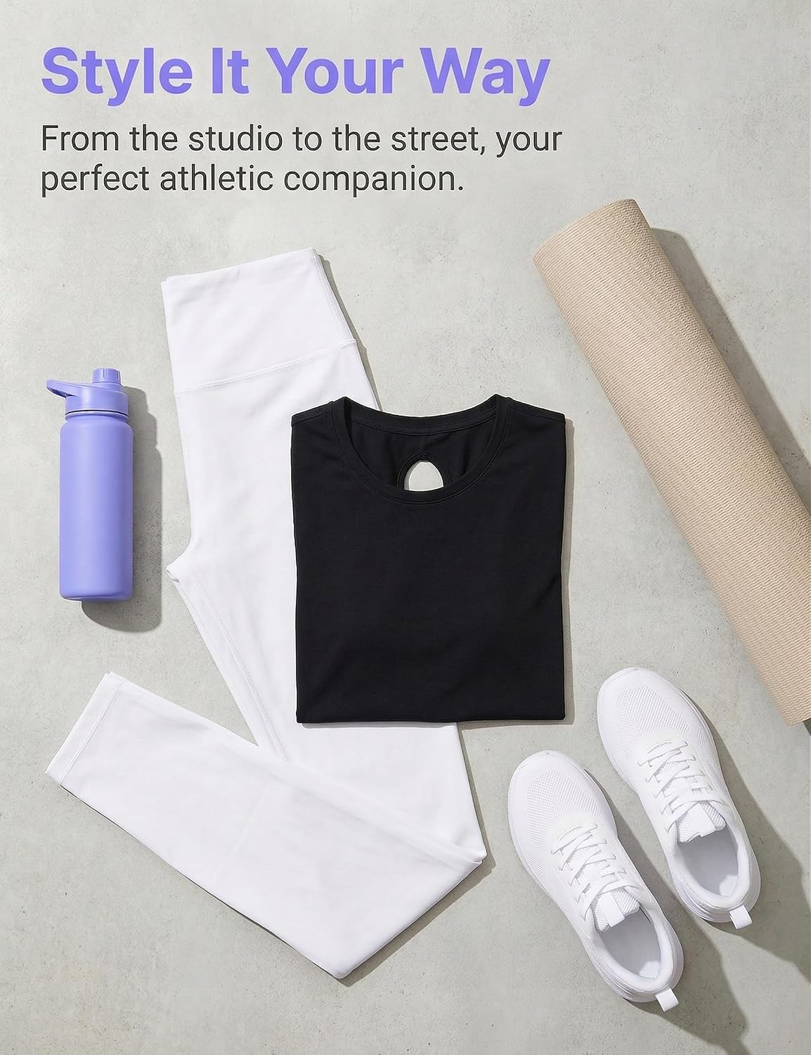 Thumbnail 5 de Wayleb T-Shirt Sport Femme à manches courtes et col rond, dos croisé découpé, tissu léger à séchage rapide (S à XXL)