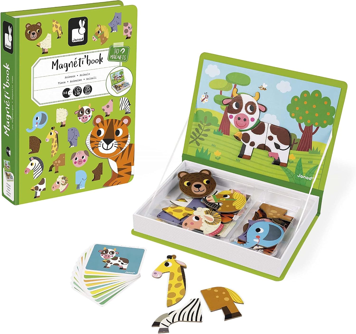 Detalle de Janod Magneti'Book Animaux – Jeu éducatif magnétique 30 pièces, livre cartonné FSC, dès 3 ans