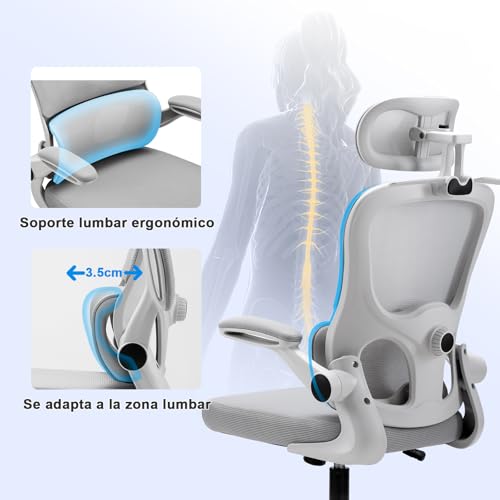 Thumbnail 7 de Magic Life: Silla de Oficina Ergonómica con Respaldo de Malla y Soporte Lumbar Ajustable – Blanco