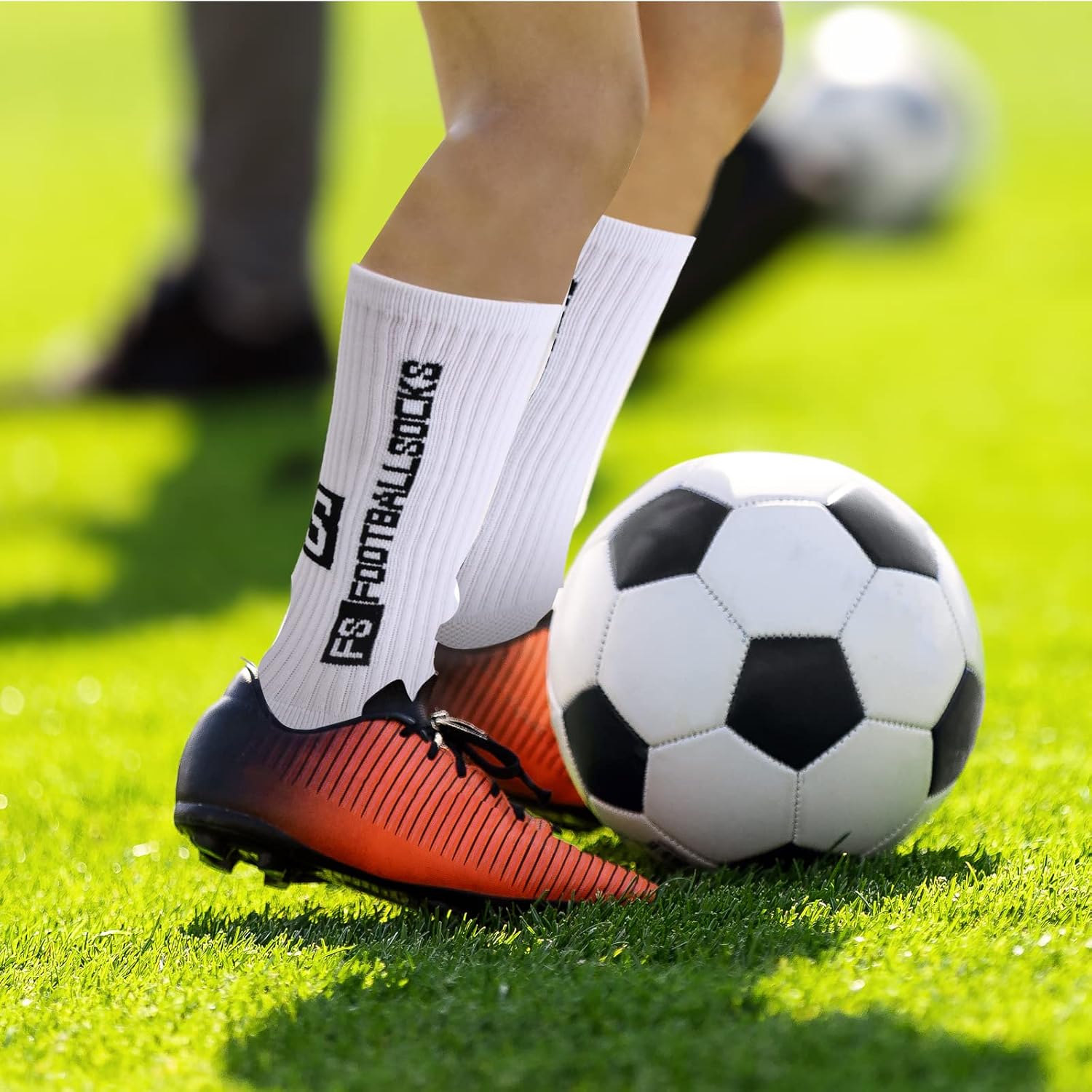 Detalle de Naseom : 2 paires de chaussettes de football antidérapantes — confort universel et adhérence fiable