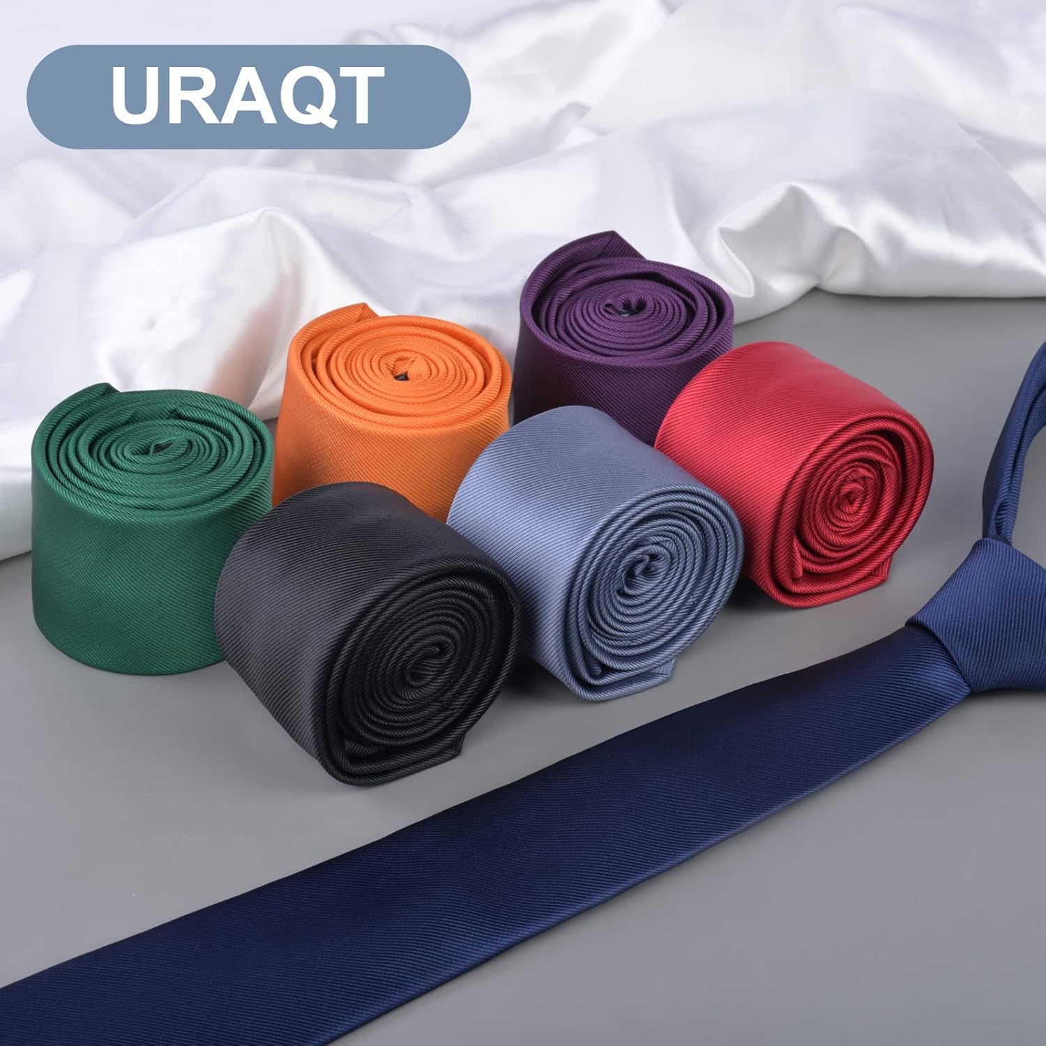 Thumbnail 6 de URAQT Corbata de Hombre Azul Grisáceo