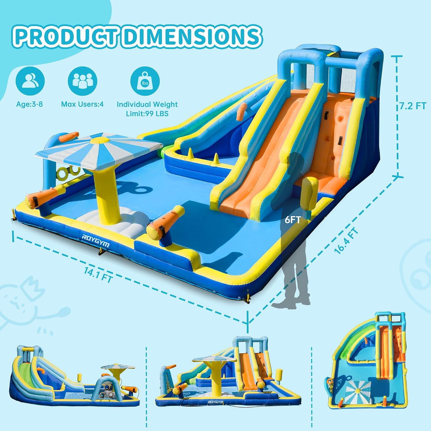 Detalle de Inflatable Water Park for Kids 16.4 ft × 14.1 ft