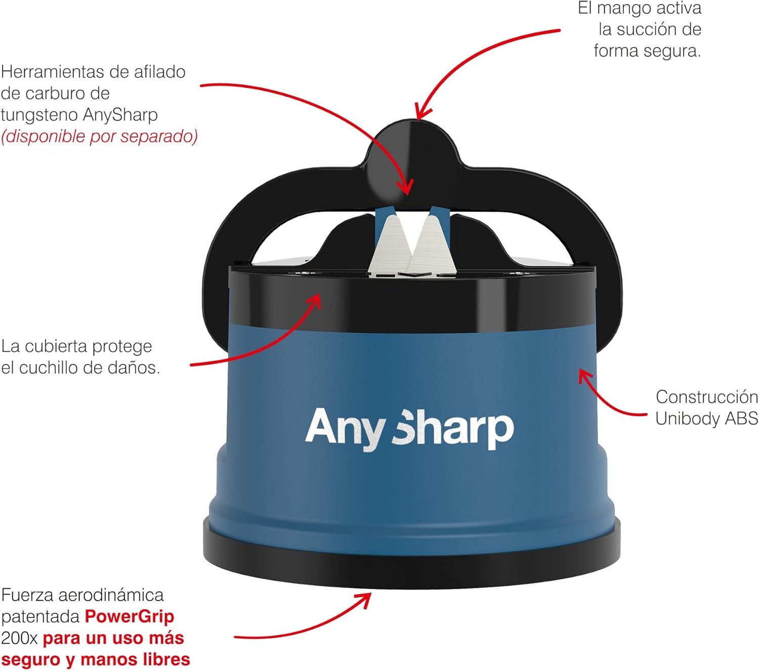 Thumbnail 3 de AnySharp Afilador de Cuchillos ✨ Seguridad sin Manos, Azul