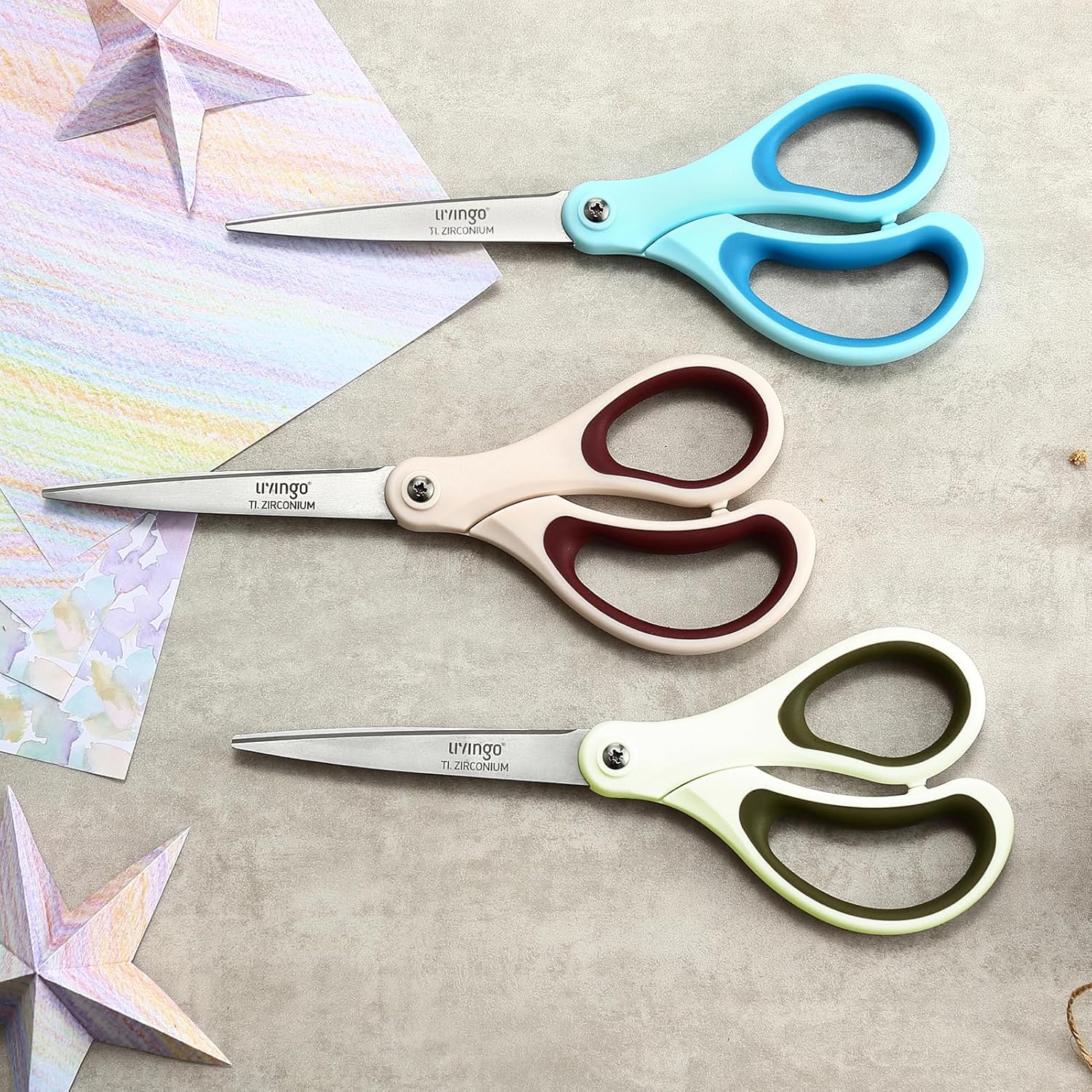 Thumbnail 6 de LIVING Set di 3 forbici in acciaio inox, lame ultra-affilate con impugnatura morbida – 21 cm