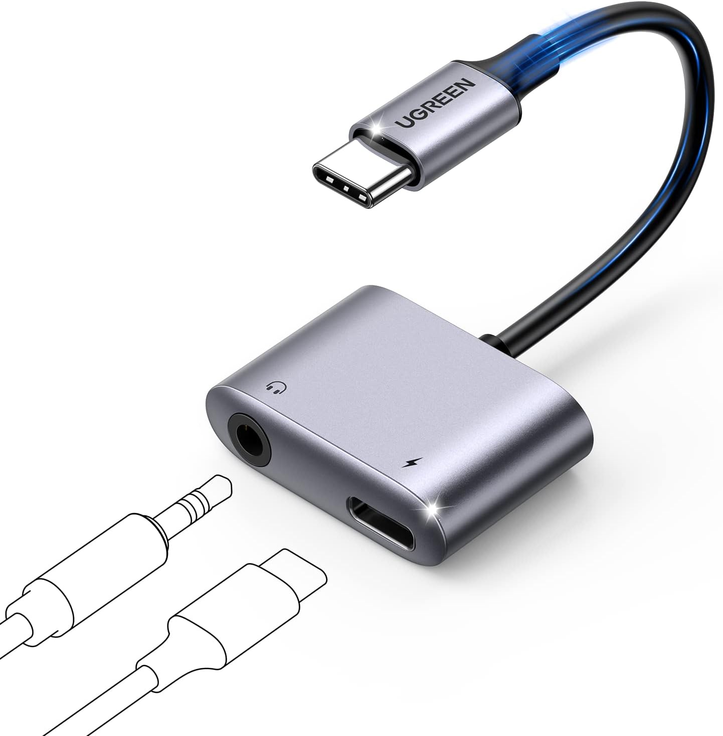 Detalle de UGREEN adaptateur USB C jack 3,5 mm 60W