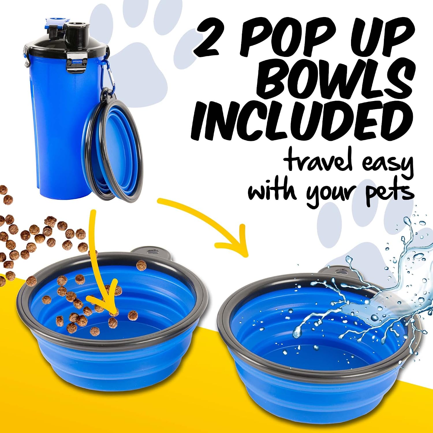 Detalle de PawPride 2-in-1 Dog Water Bottle: Portable Hydration with Collapsible Bowls for Walks, Hiking and Travel
