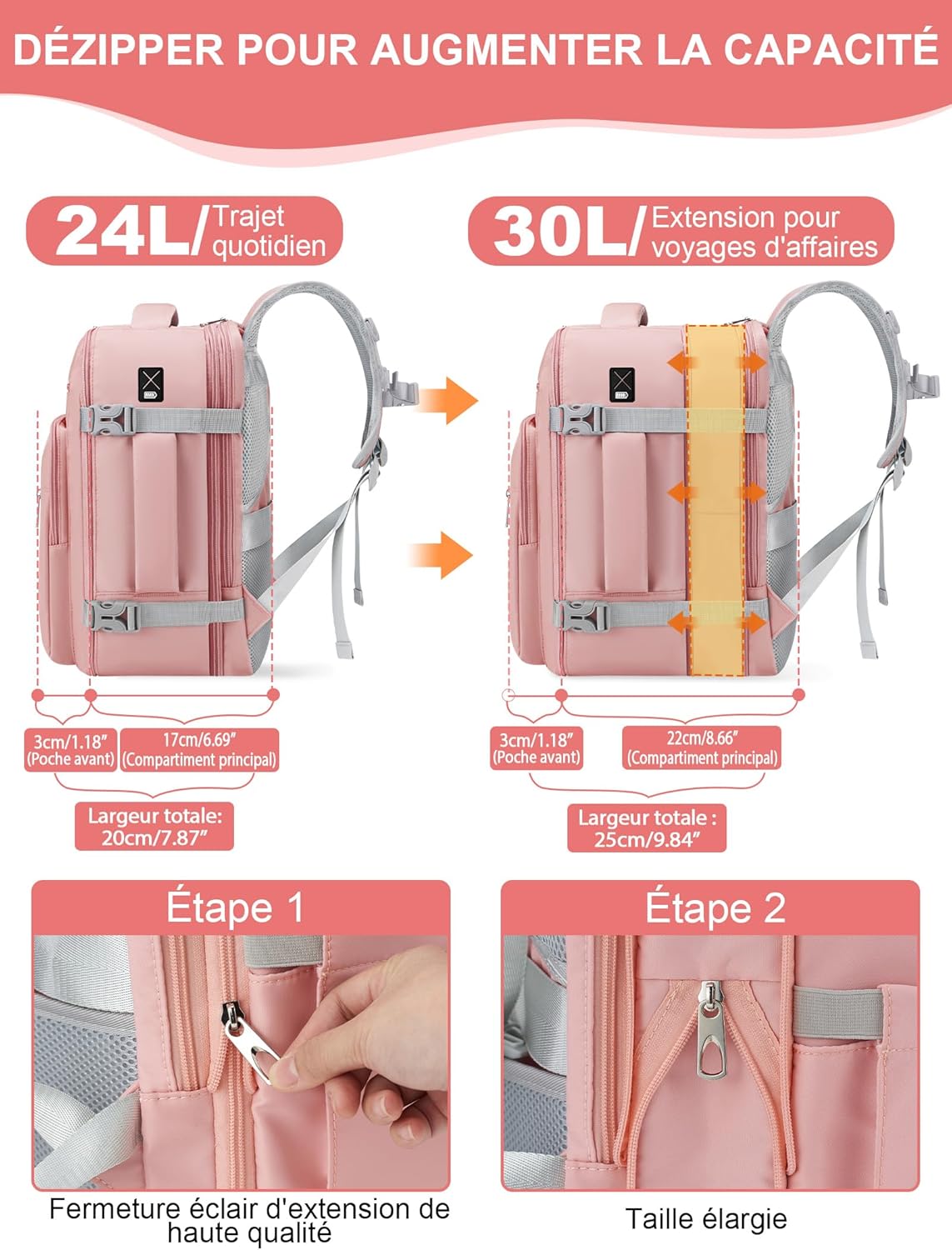 Detalle 1 de YOKGO Sac a Dos Voyage Cabine 24-30L 40x30x20