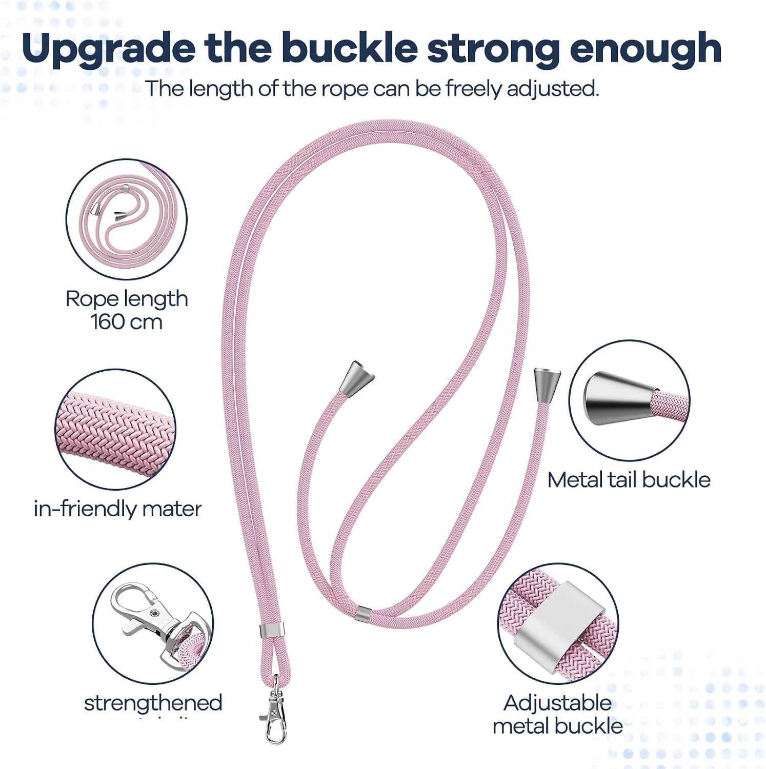 Thumbnail 2 de caslord Mobile Phone Lanyard: Transparent TPU Patch, Rose Gold + Clear