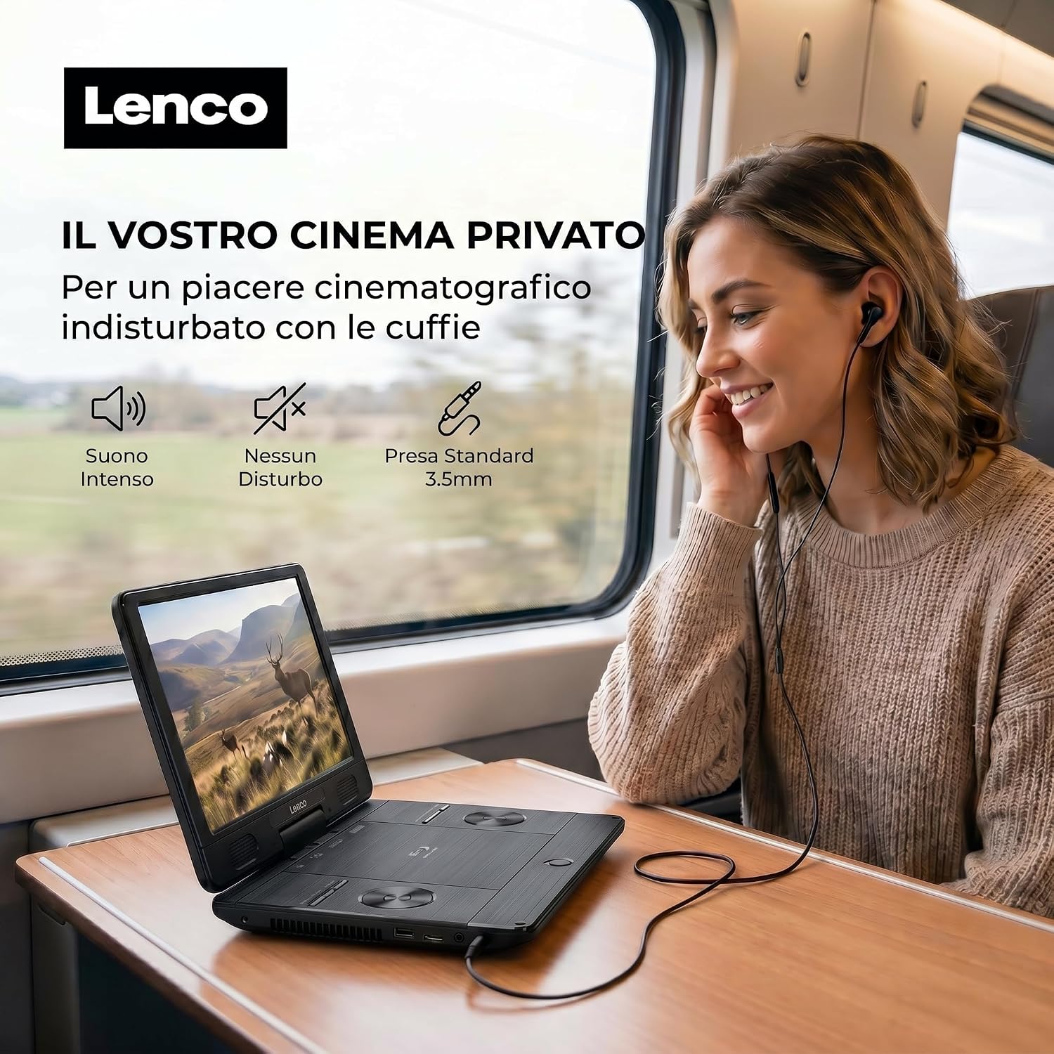 Detalle de Lenco BRP-1150 lettore Blu-Ray portatile con schermo TFT girevole da 11,5" e batteria integrata