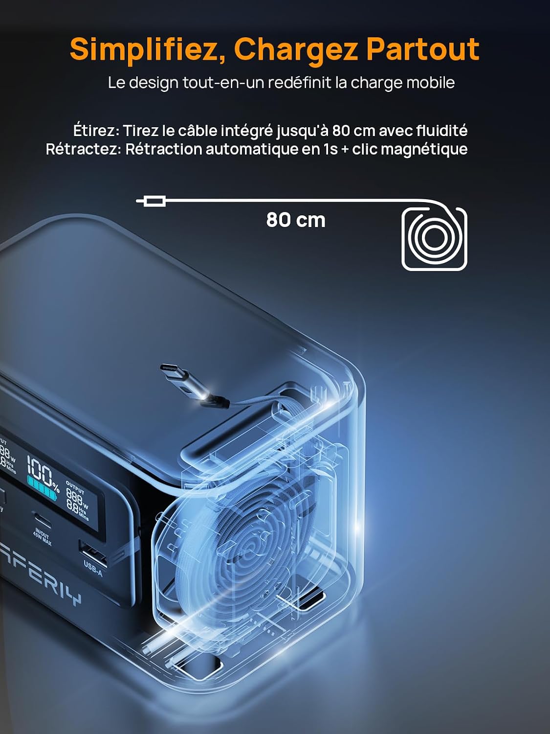 Detalle de AFERIY Générateur électrique portable 99,2 Wh 🔌