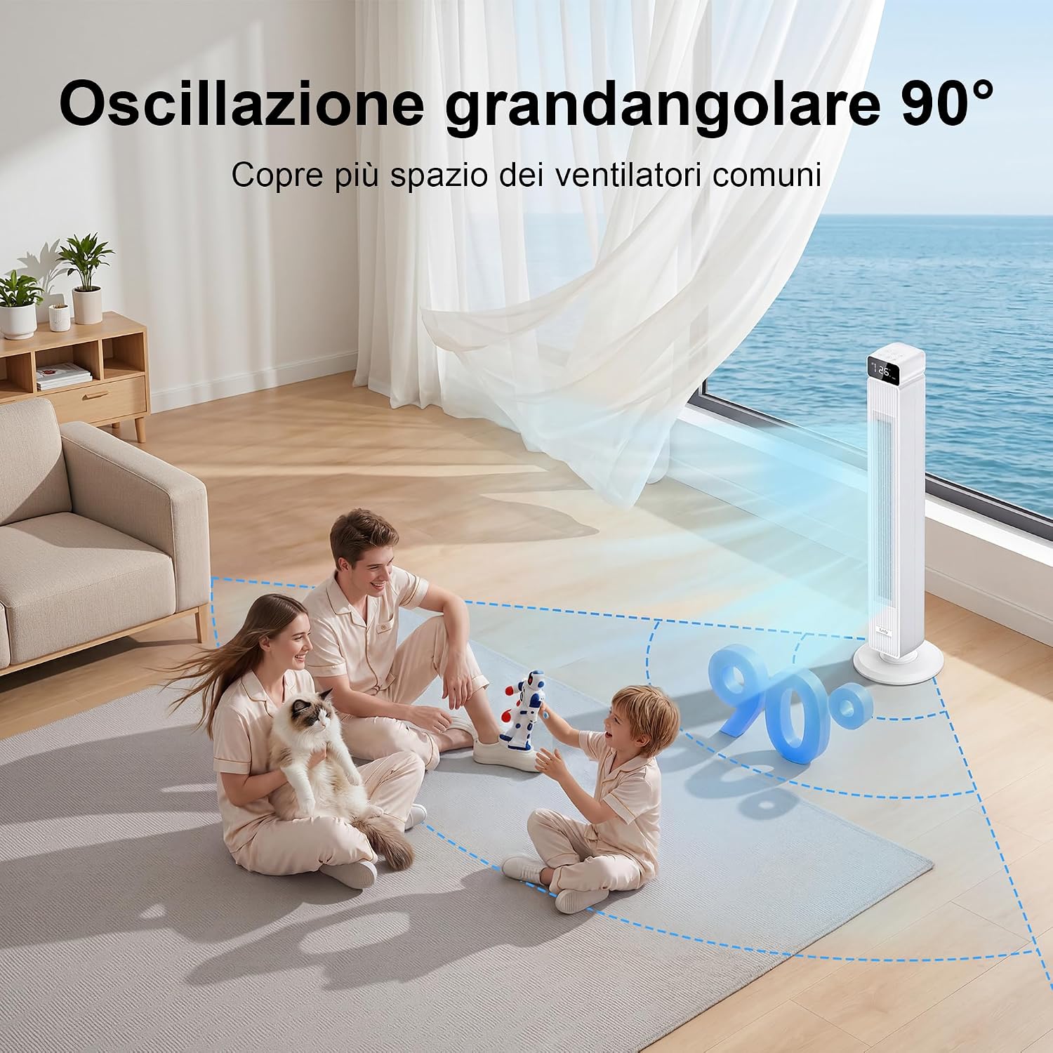 Detalle de Ezify Ventilatore a Torre Silenzioso con Telecomando: potenza, silenzio e comodità per casa e ufficio