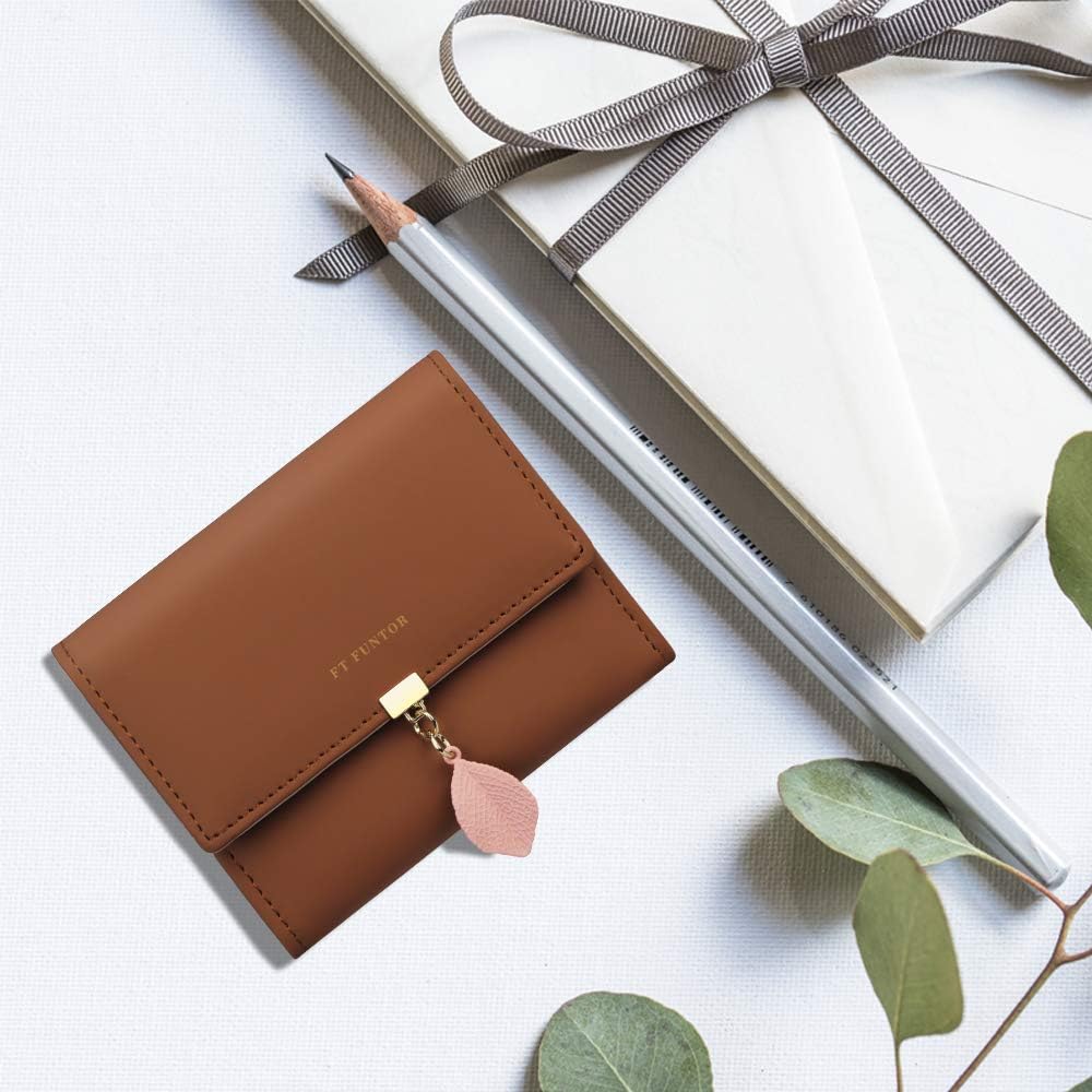 Thumbnail 5 de FT FUNTOR PU Leather Wallet for Women RFID Blocking Long Purse (S-Yellowish Brown)