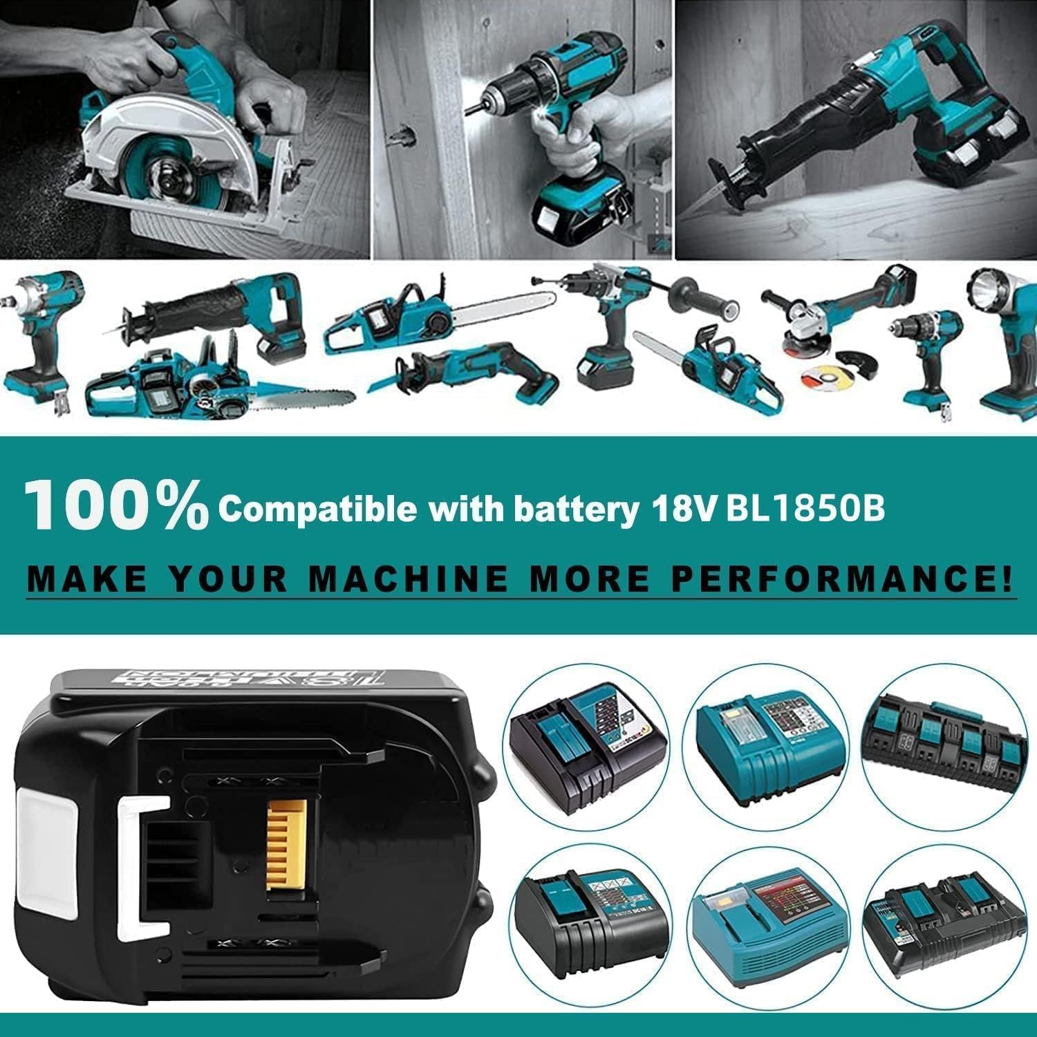 Thumbnail 5 de 2 x 5.0Ah Replacement Battery for Makita 18V