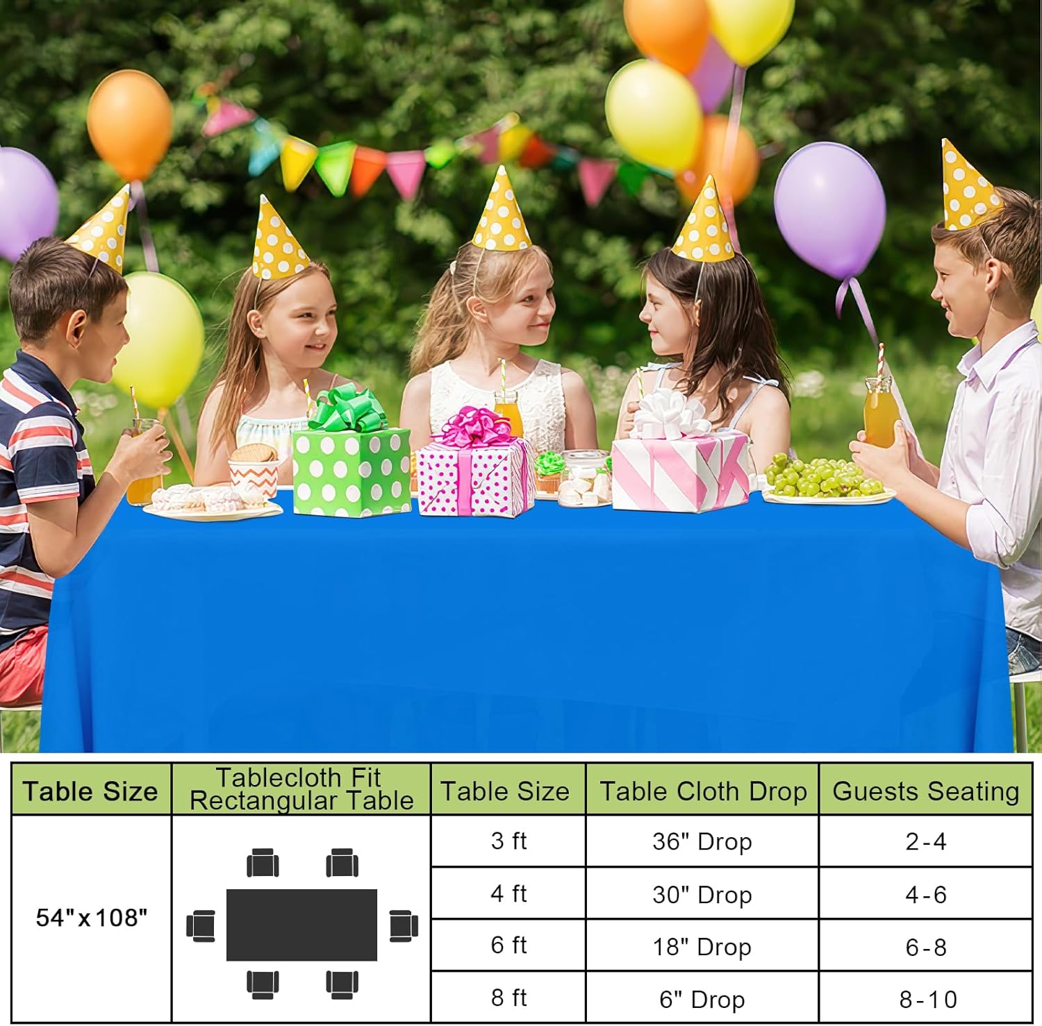 Thumbnail 5 de Smiry Disposable Table Cloth (6-Pack) Waterproof Rectangle Table Cover, Blue, 54 x 108 Inch