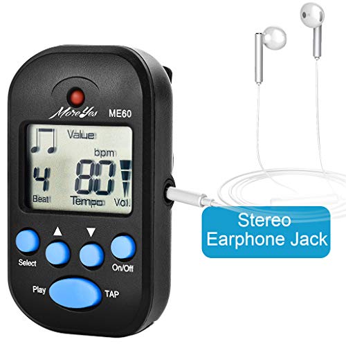 Detalle de MOREYES Mini métronome numérique avec haut-parleur multifonction – compact et pratique pour saxophone, piano, guitare, violon, flûte et tambour