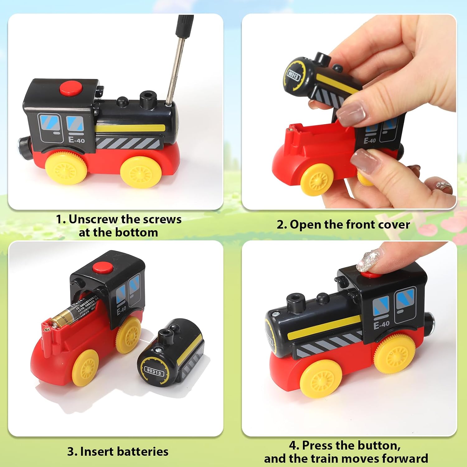 Thumbnail 4 de XIAPIA Wooden Train Set for Toddler (Farm Theme) – 38-piece track set with magnetic and battery train