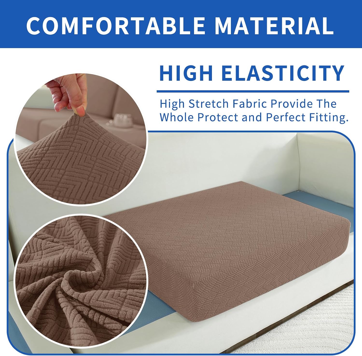 Detalle 2 de Ystyle Funda Asiento Sofa Elástico 1 asiento, Marrón
