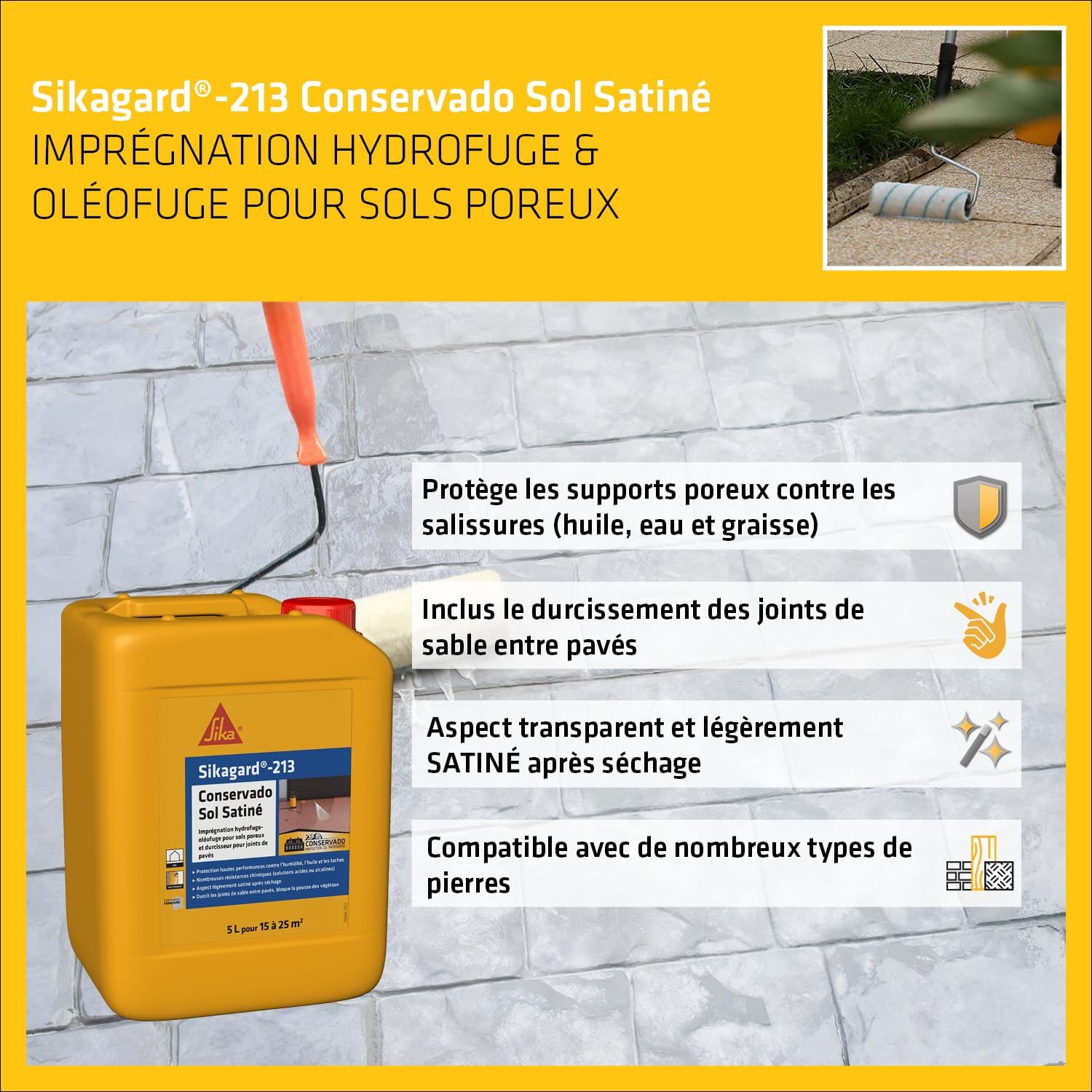Thumbnail 3 de Sikagard 213 Conservado Sol Satiné – Imprégnation hydrofuge et oléofuge pour sols extérieurs (5 L)